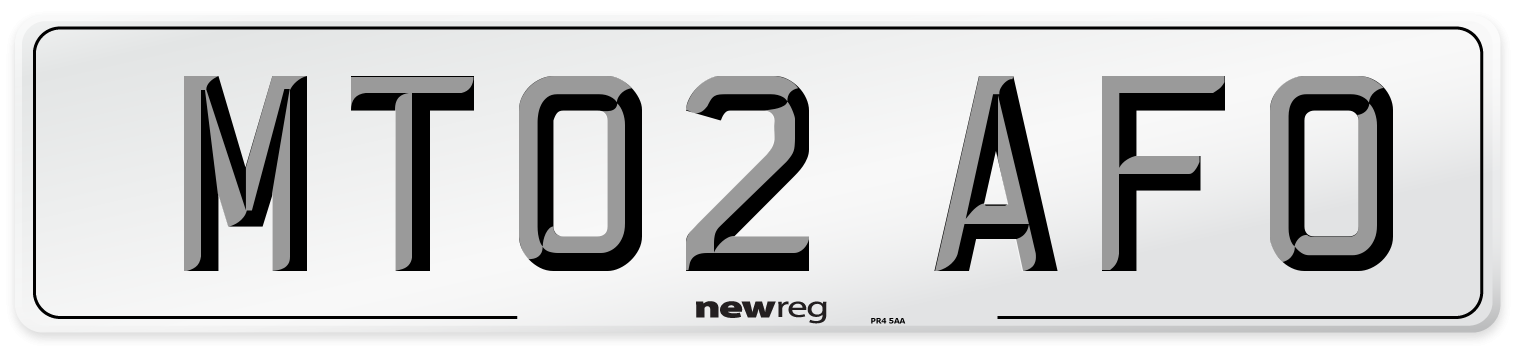 MT02 AFO Number Plate from New Reg